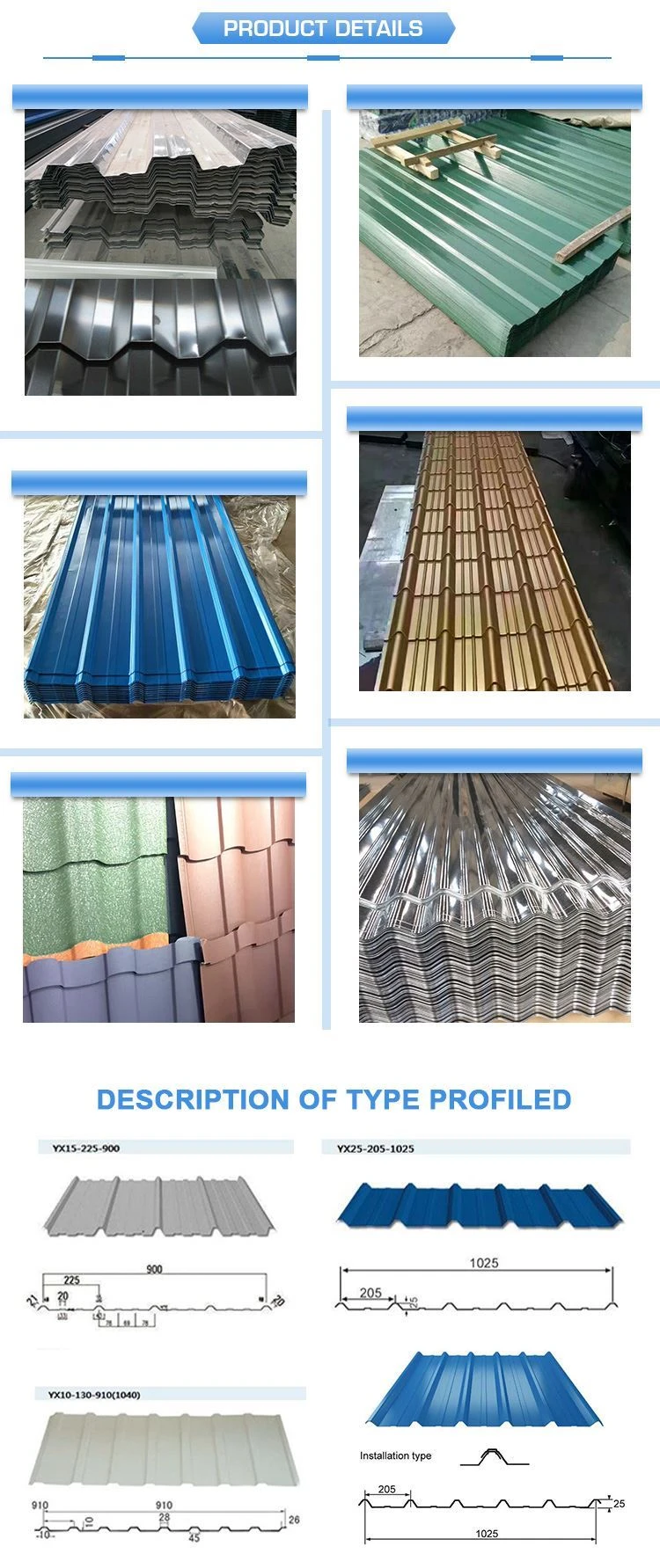 Zinc Aluminum Coated Metal Roof Corrugated Sheet